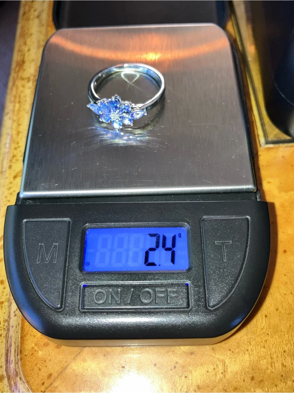 Natural Tanzanite White Diamond Ring Size 9